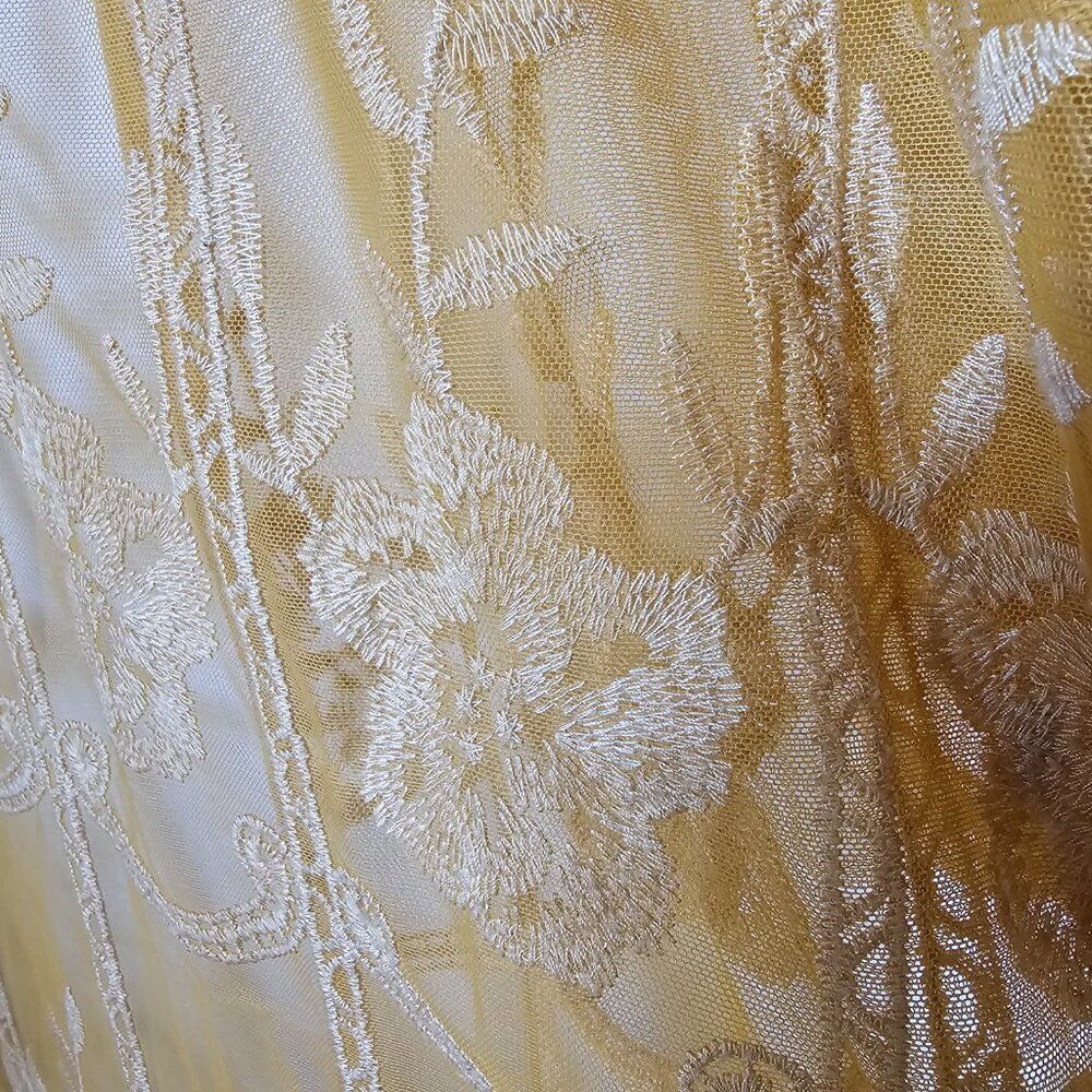 EUC LIKE NEW BLUE RAIN MUSTARD LACE EMBROIDERED BOHO KIMONO TOP SIZE M - Picture 8 of 13